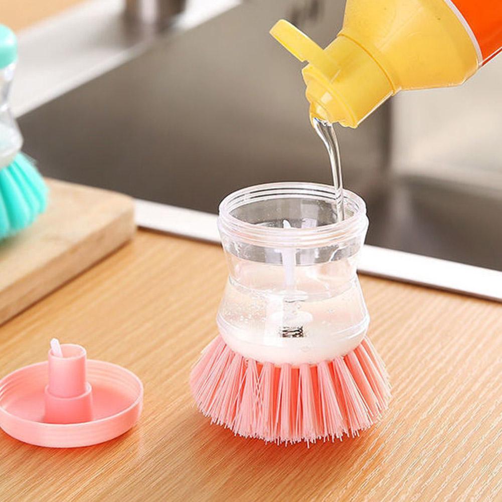 washing pan brush with automatic Soap Liquid Dispenser Household Cleaning Accessories
