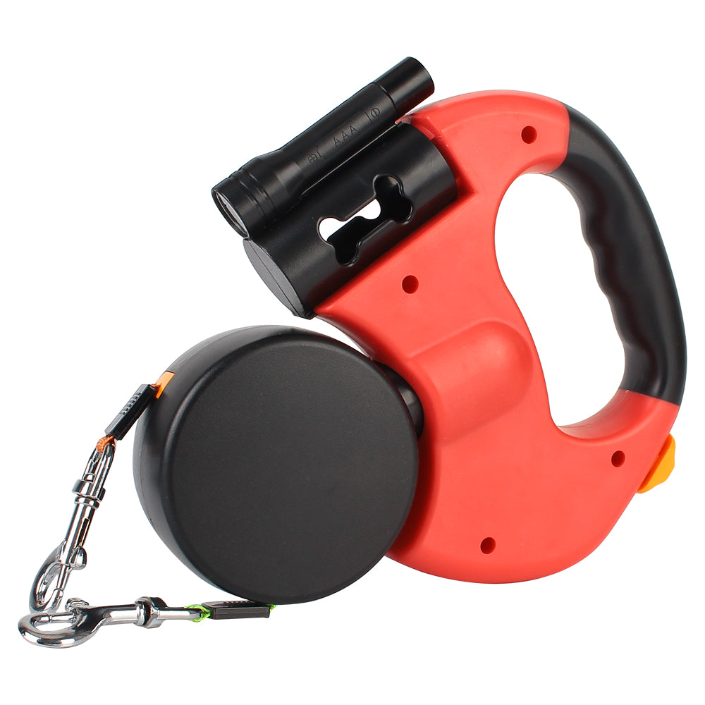 3m Auto Retractable Double-Ended Traction Rope Roulette Pet supplies With Flashlight Waste Bag Box Dual Dog Leash