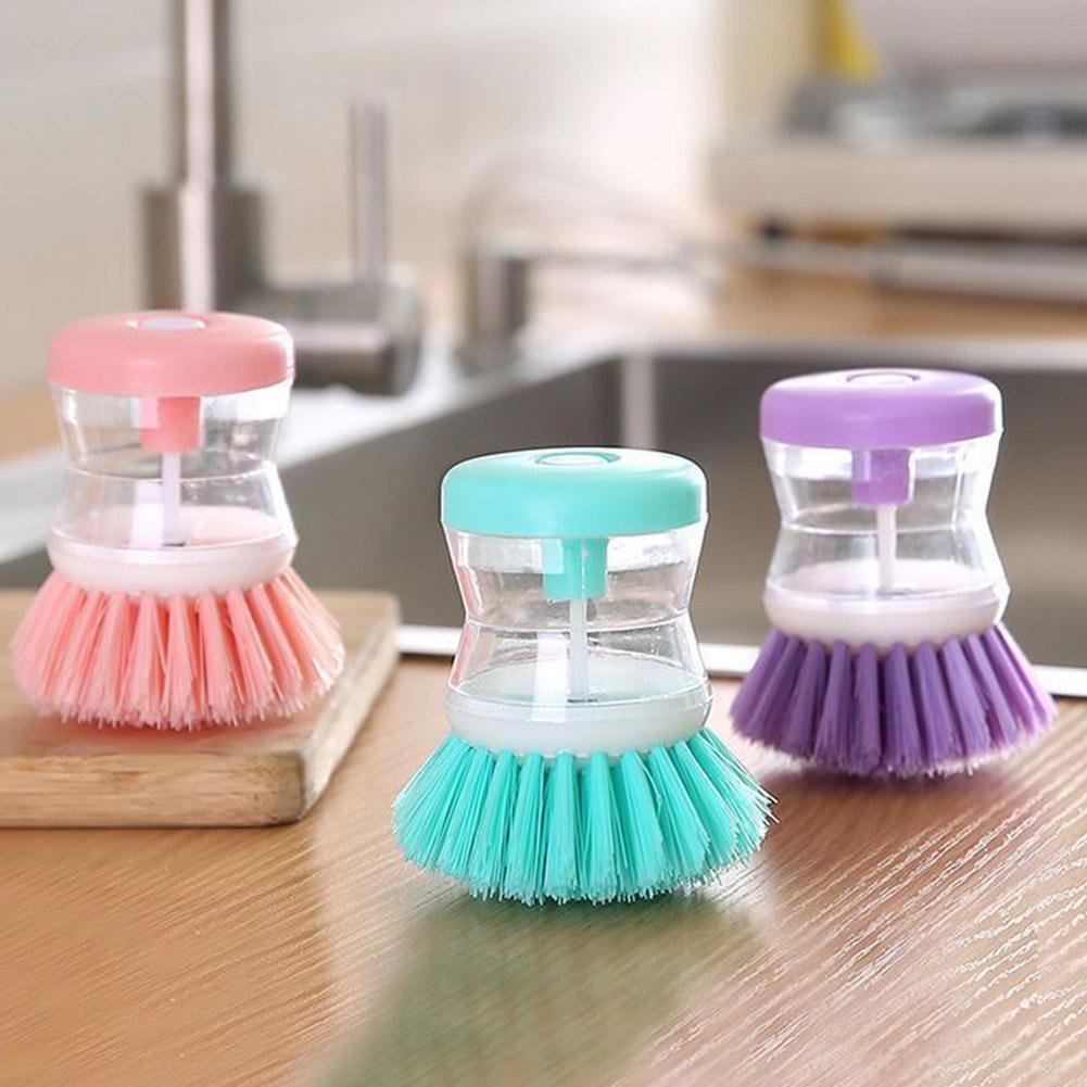 washing pan brush with automatic Soap Liquid Dispenser Household Cleaning Accessories