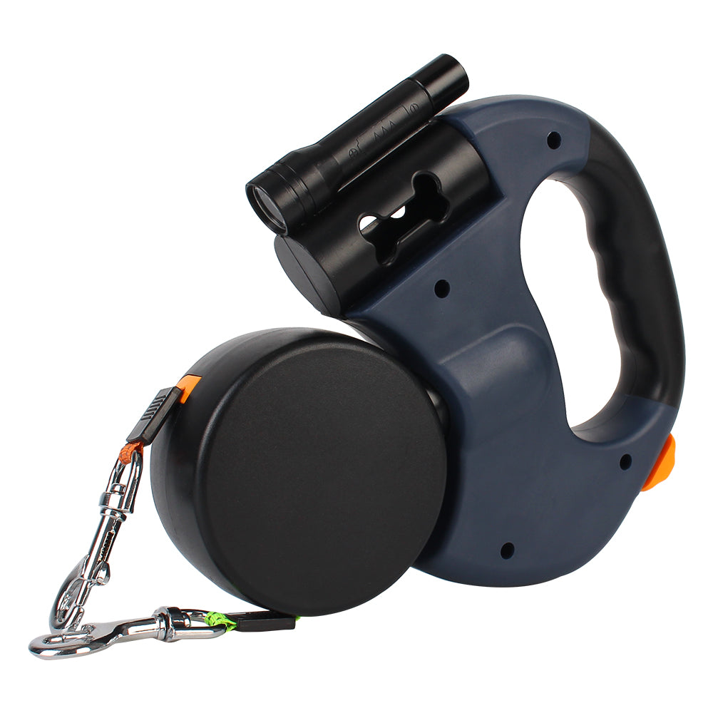 3m Auto Retractable Double-Ended Traction Rope Roulette Pet supplies With Flashlight Waste Bag Box Dual Dog Leash