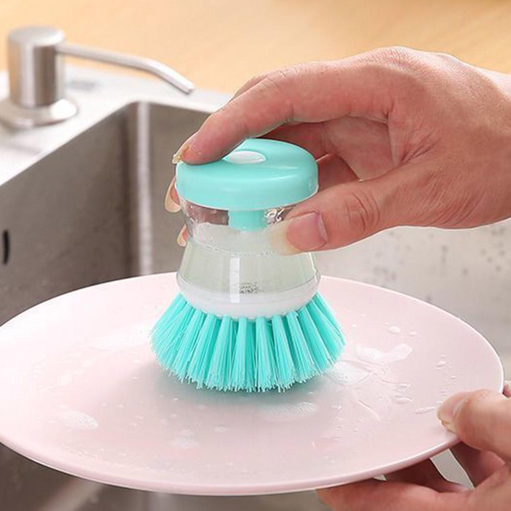 washing pan brush with automatic Soap Liquid Dispenser Household Cleaning Accessories
